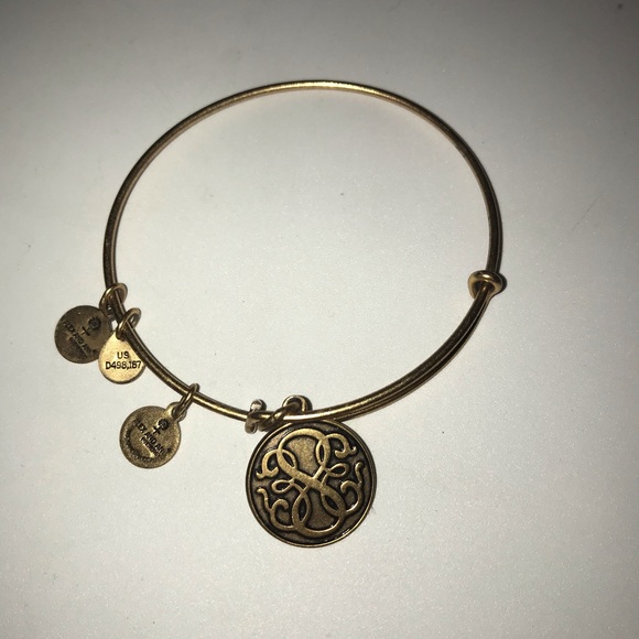 “S” charm Alex and Ani gold bangle bracelet - Picture 2 of 2